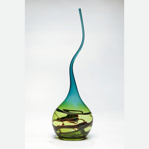 VC-009 Goccia Vase Lime/Steel $1100 at Hunter Wolff Gallery